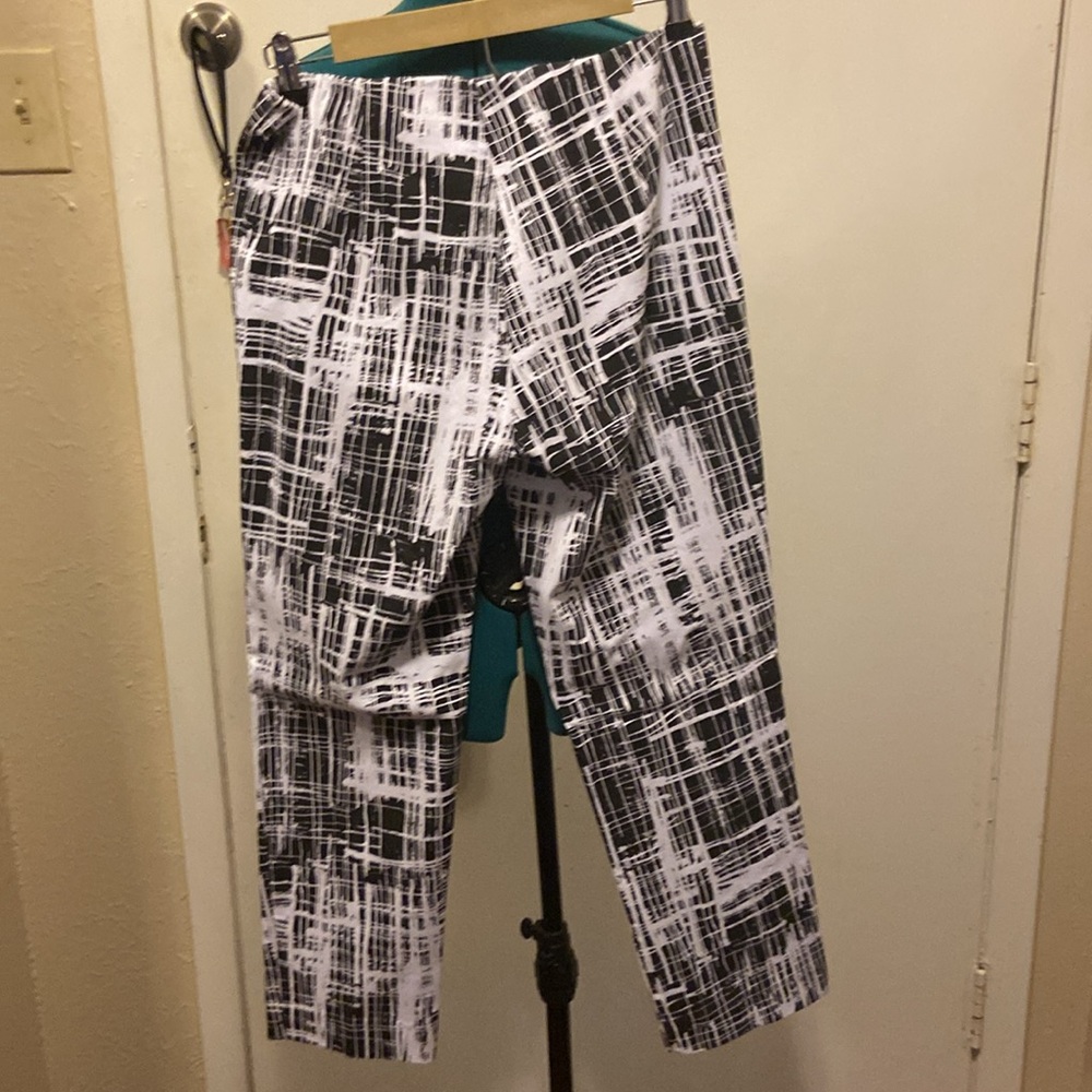 INSIGHT STRECH STRAIGHT PANTS Black & White Stripes like paint pull on - Picture 5 of 7